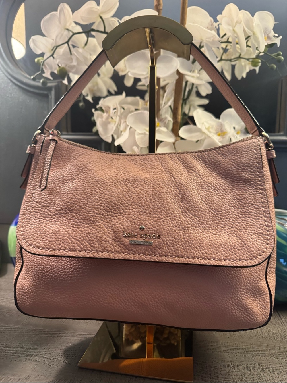 Kate Spade at her BEST- Dusty Rose Soft Pebbled Leather Shoulder Bag